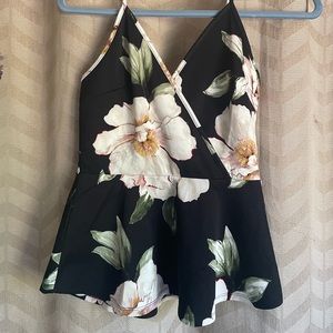Floral peplum style blouse, size small